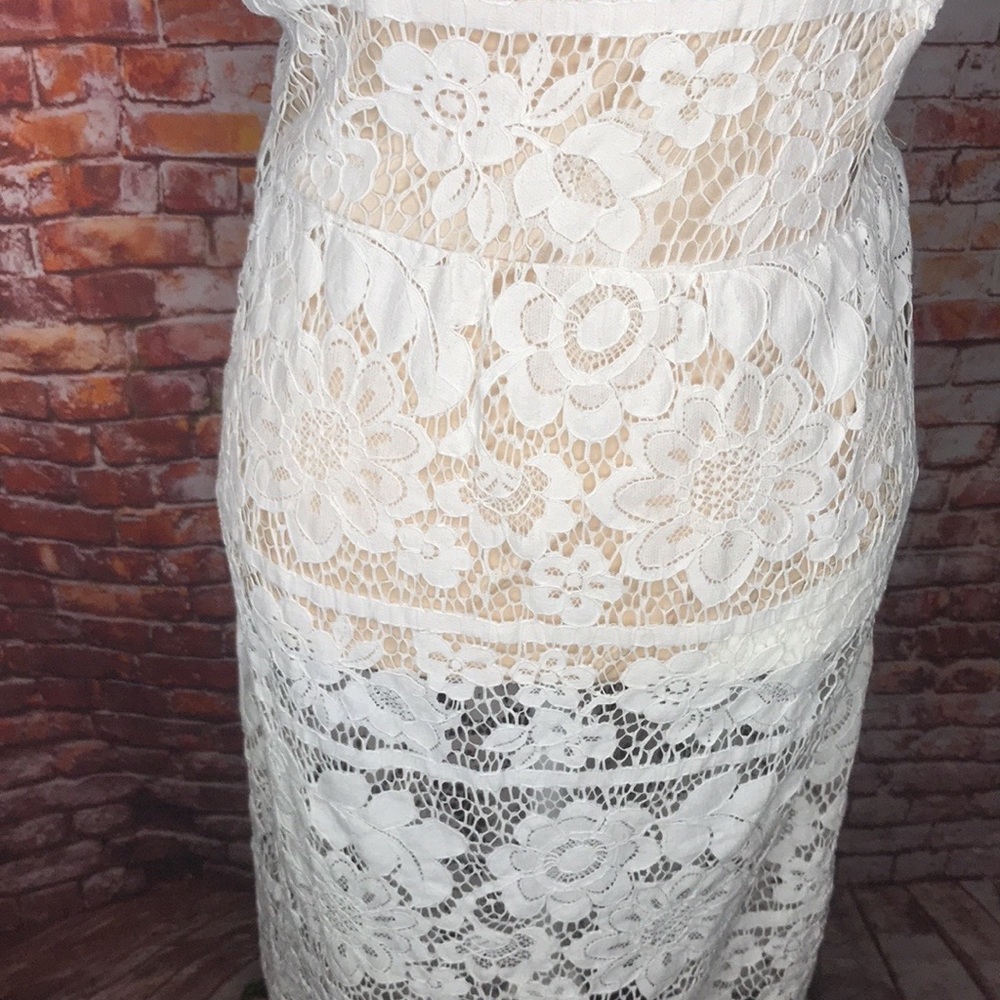 White Lace Overlay Sundress with Built in Bodysuit - Picture 7 of 13